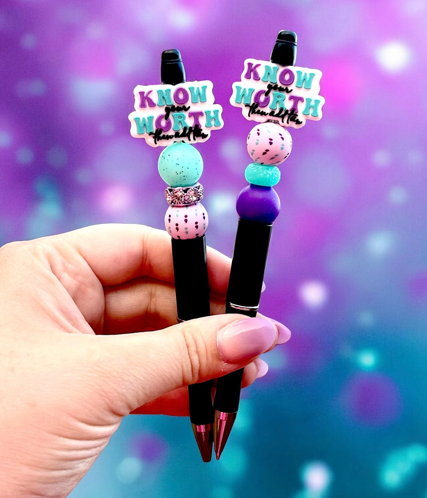Semicolon Purple Teal 15 mm round