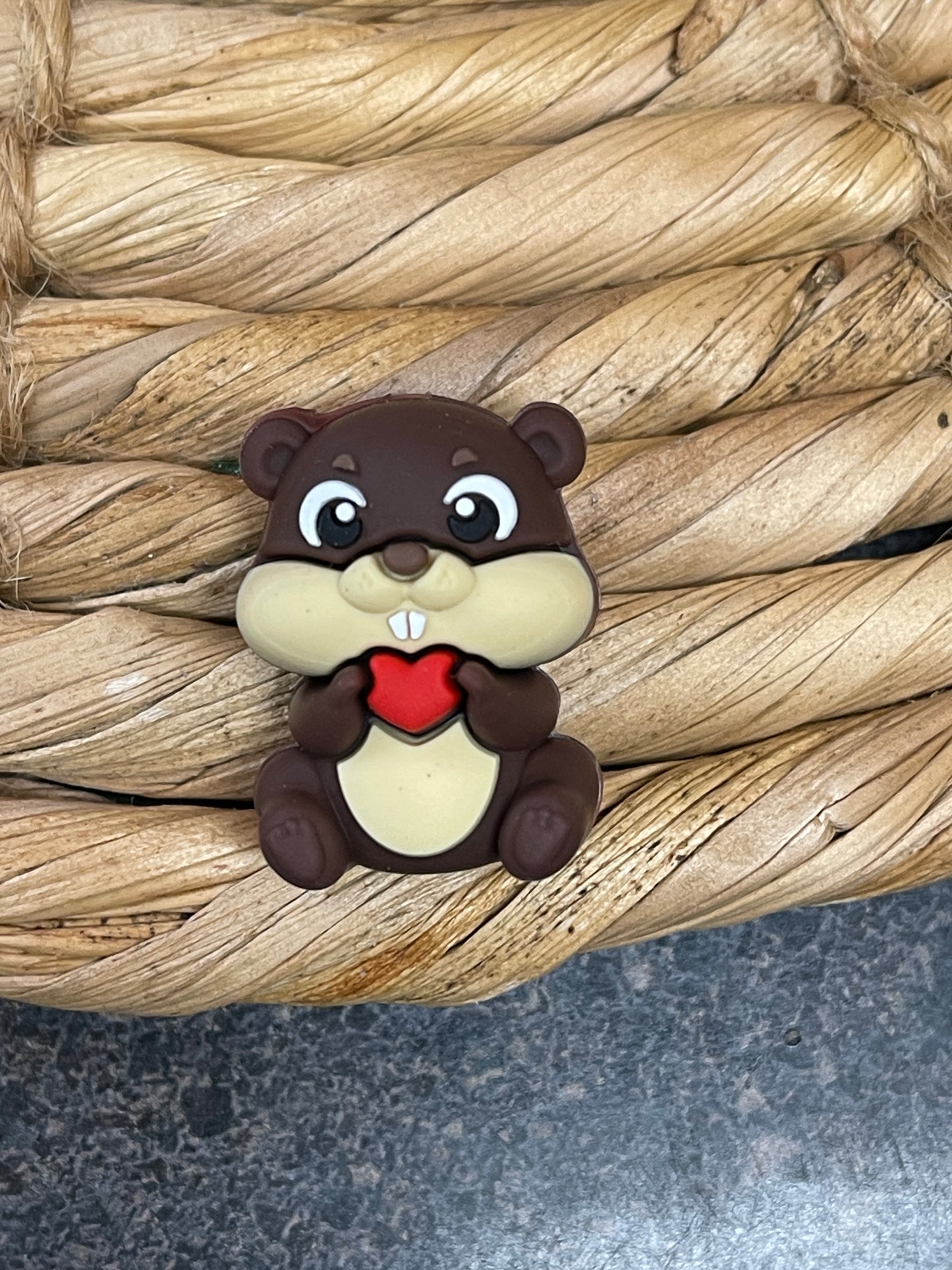 3D Squirrel Heart Silicone Focal