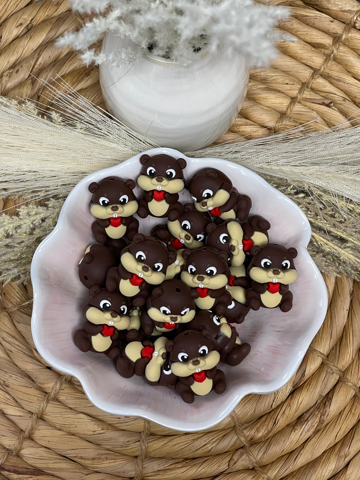 3D Squirrel Heart Silicone Focal