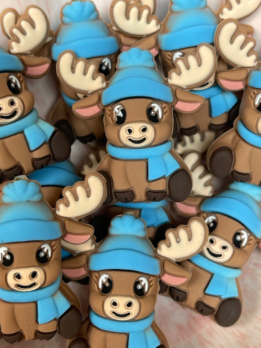 3D winter Moose Silicone Focal Beads