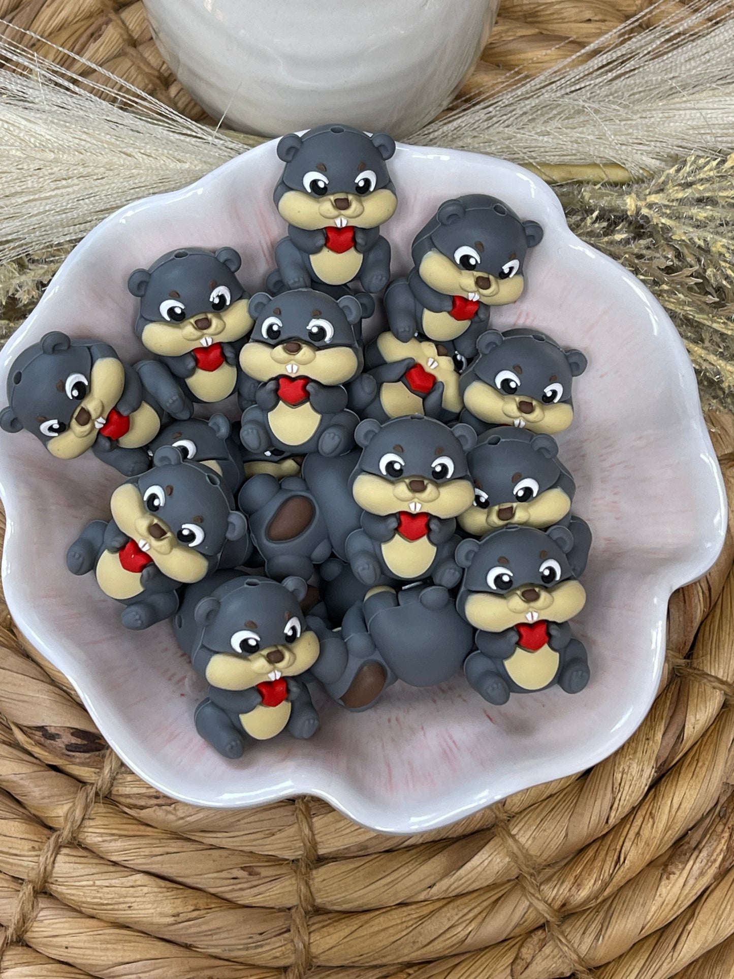 3D Squirrel Heart Silicone Focal