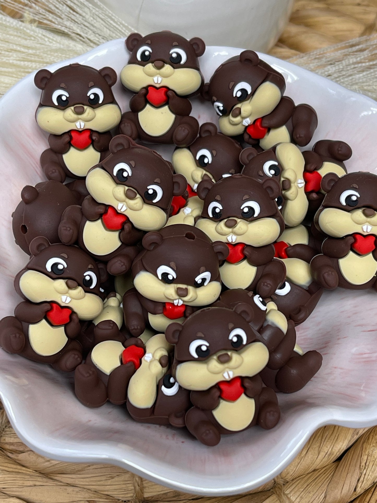 3D Squirrel Heart Silicone Focal