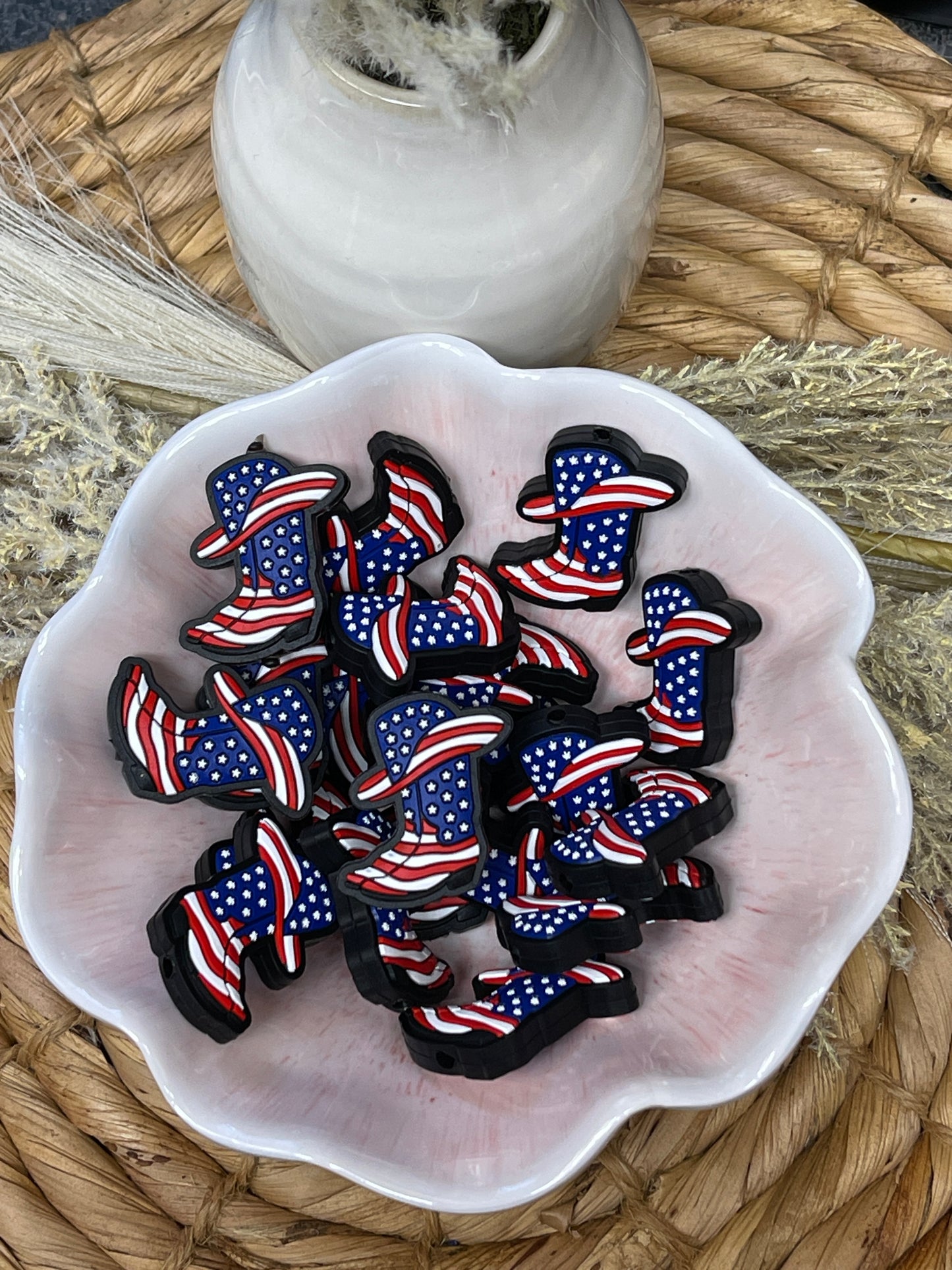 USA Cowboy Boots Flag Focal