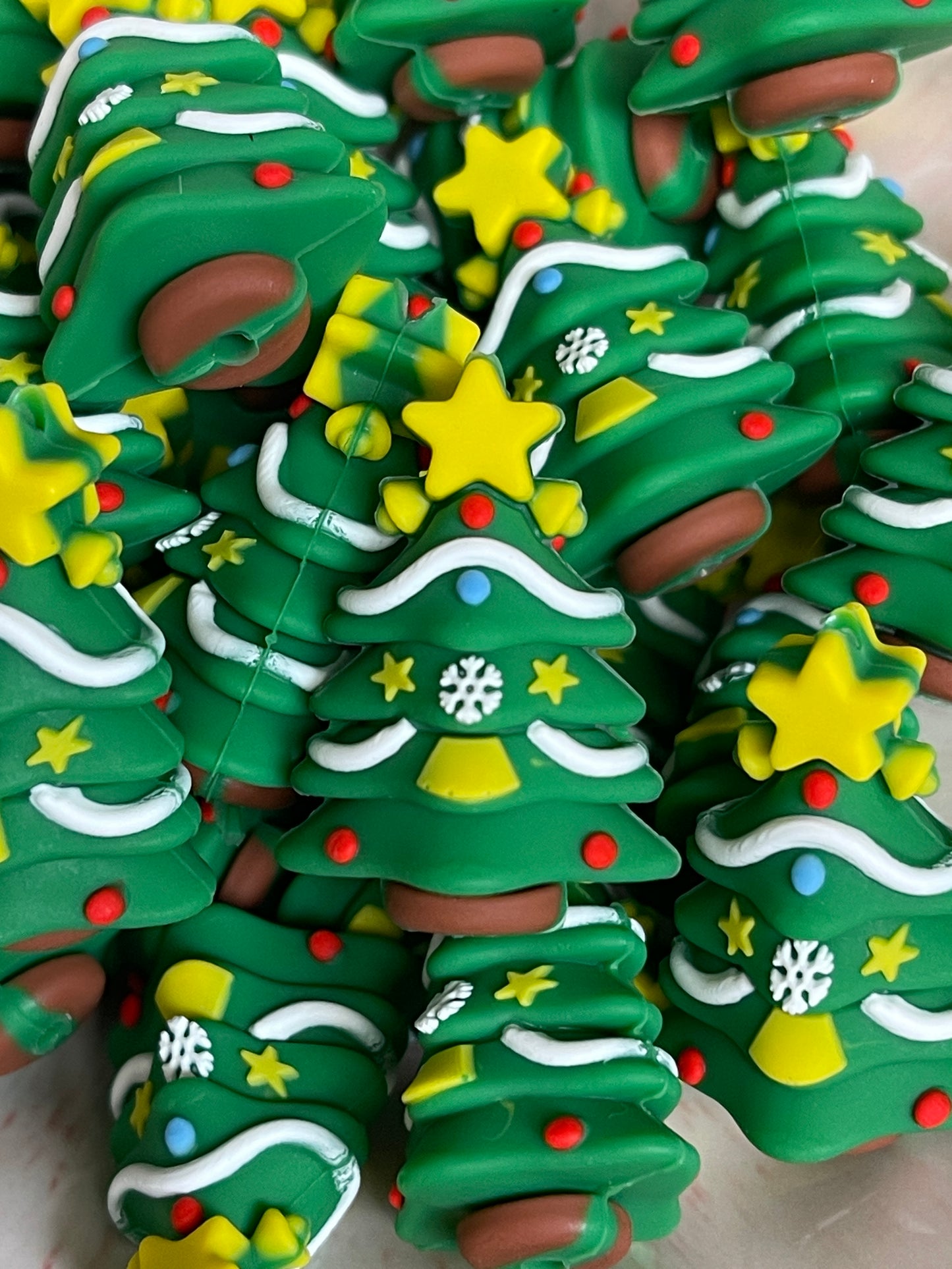 3D Christmas Tree Silicone Focal Beads