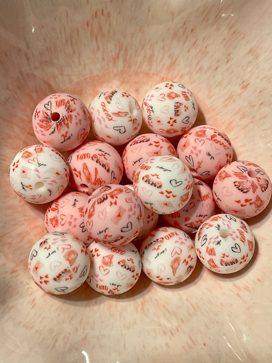 Vintage Valentine Printed 15mm Round