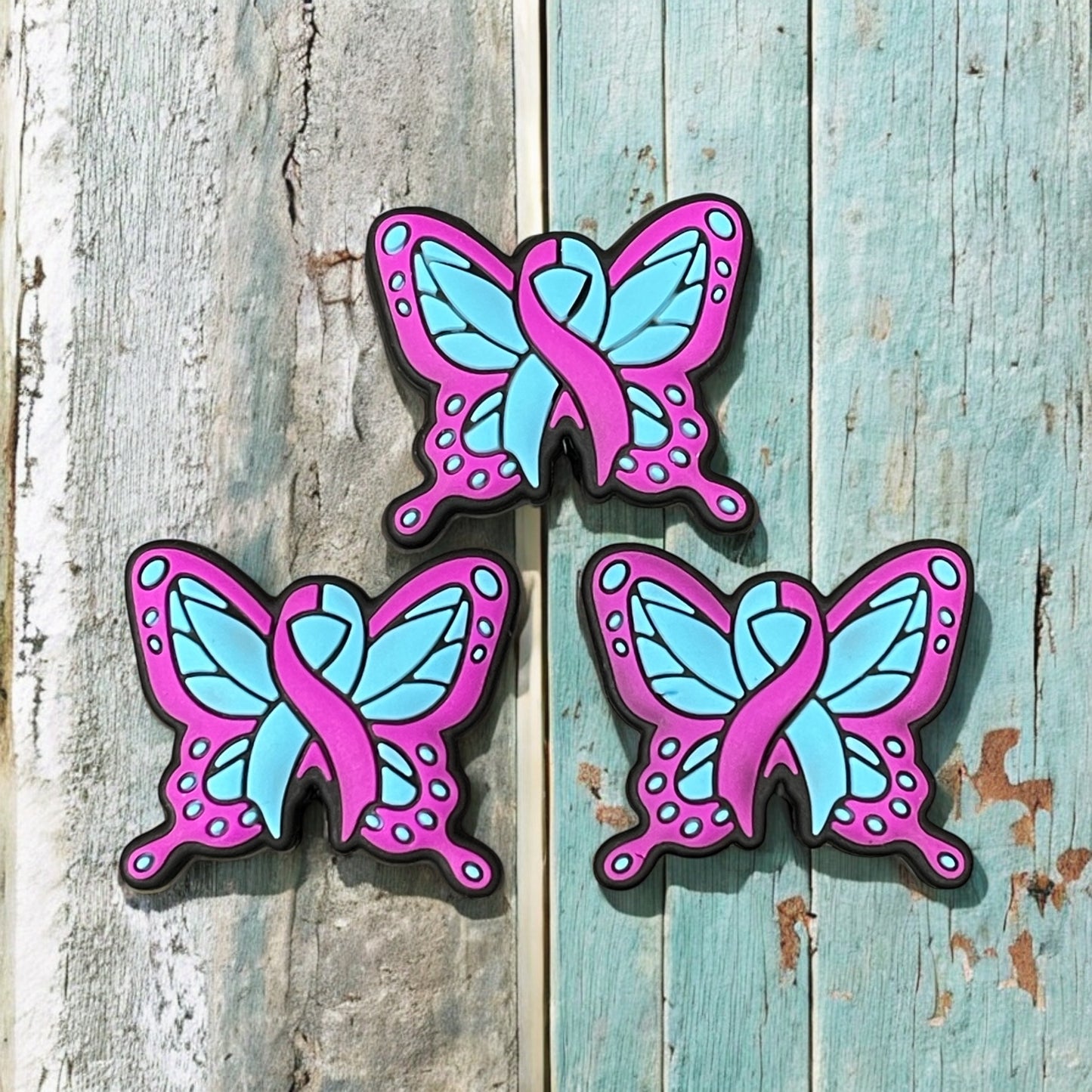 Purple Teal Butterfly Silicone Focal Beads