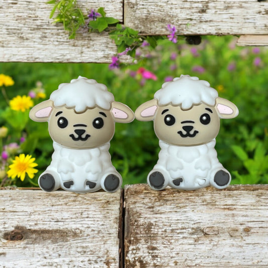 3D White Lamb Silicone Focal Beads