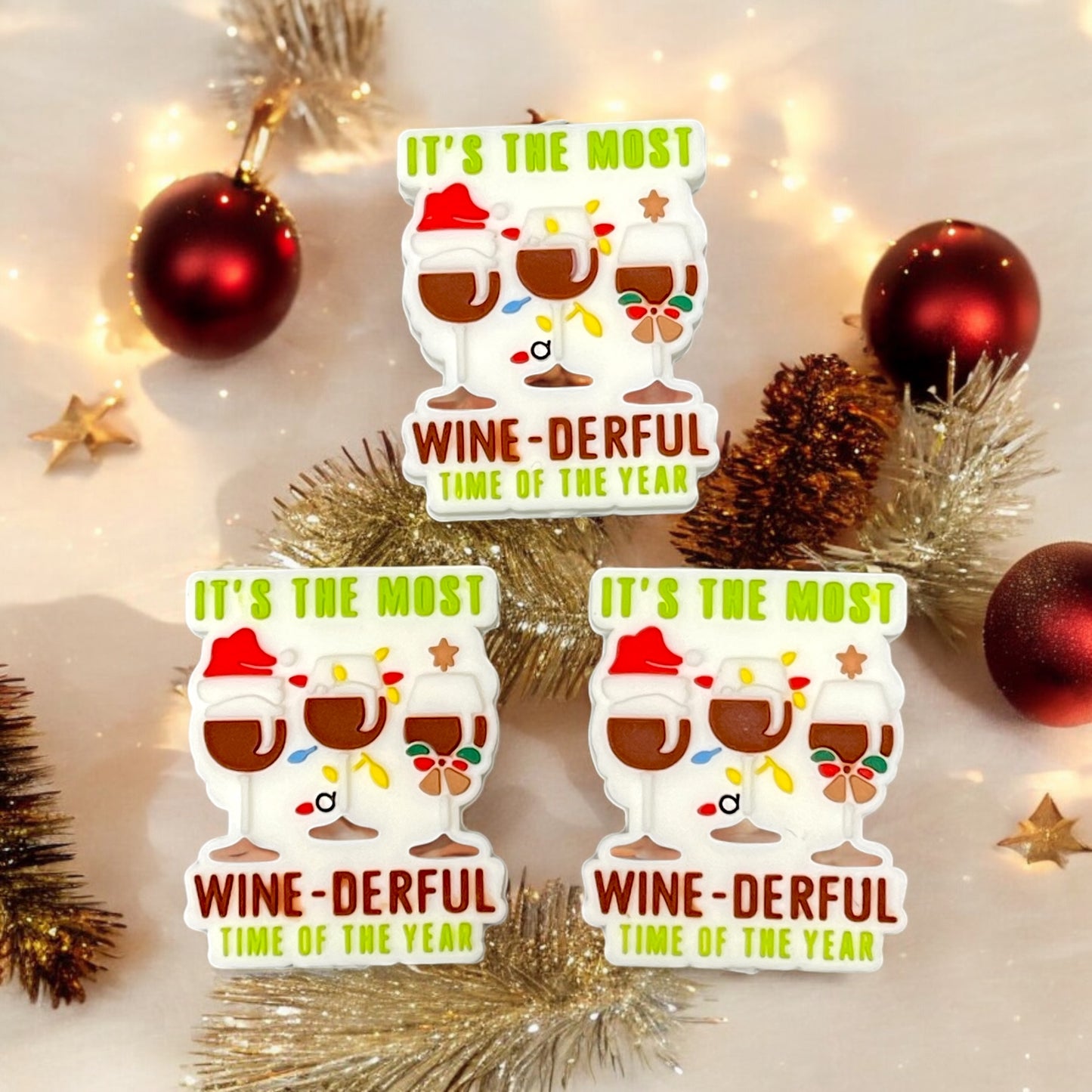 Christmas Wine-derful Silicone Focal Beads