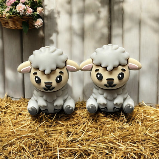 3D Grey Lamb Silicone Focal Beads