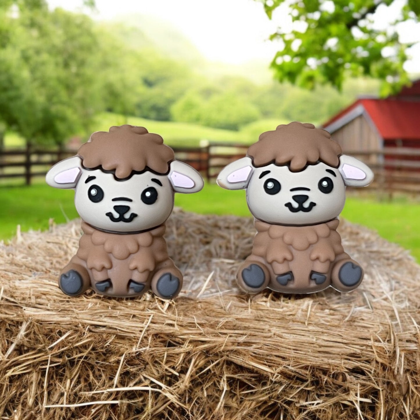 3D Tan Lamb Silicone Focal Beads