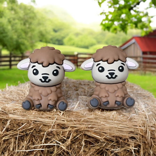 3D Tan Lamb Silicone Focal Beads