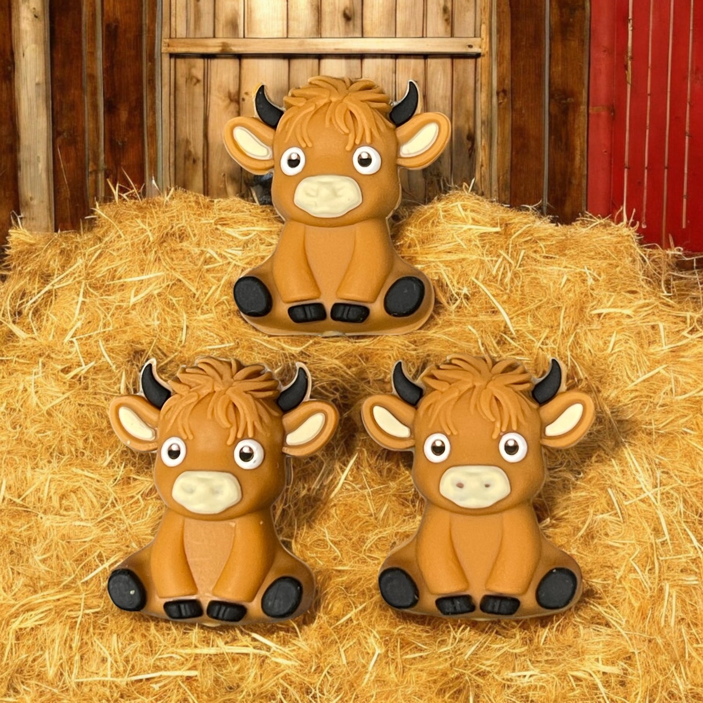 3D Tan Highland Cow Silicone Focal Beads