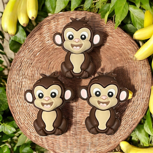3D Brown Monkey Silicone Focal Beads