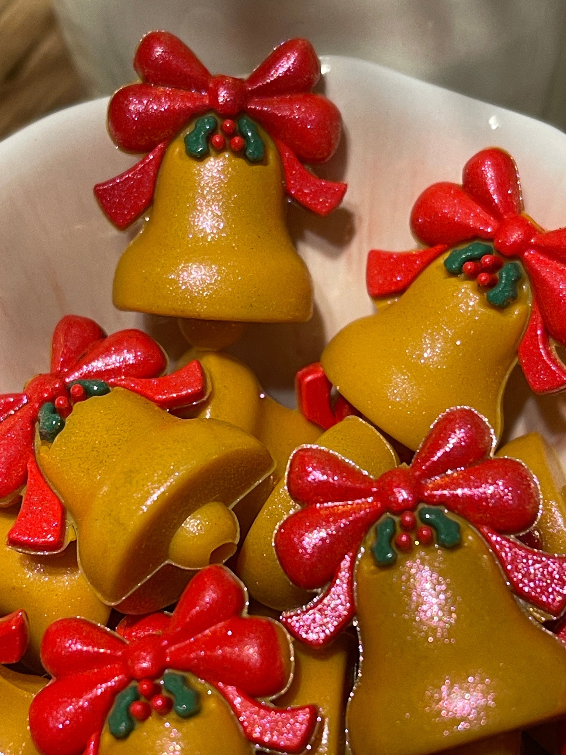 3D Jingle Bells Silicone Focal Beads